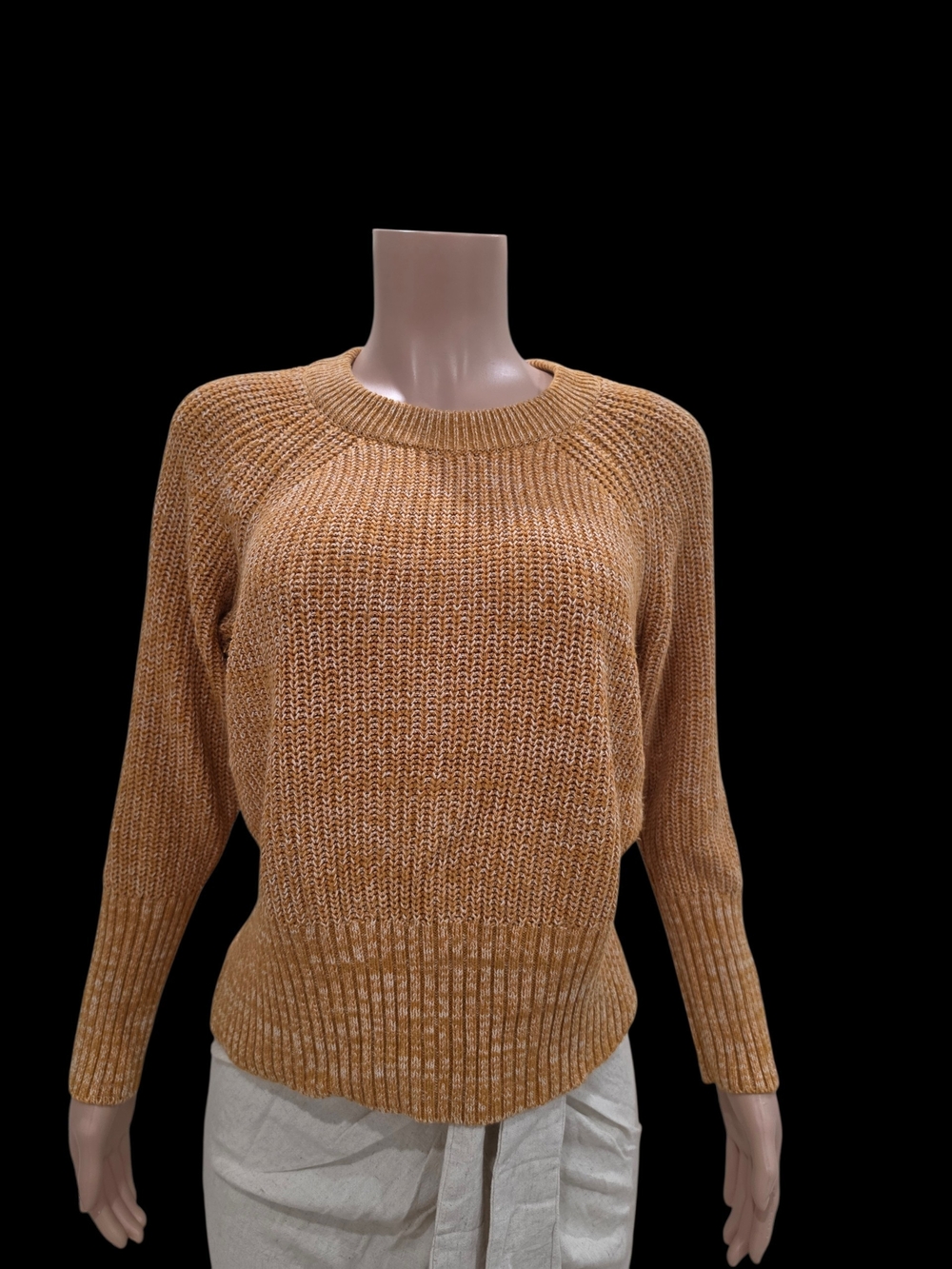 Universal Thread Marled Knit Sweater Mustard Cream Women’s Size Large